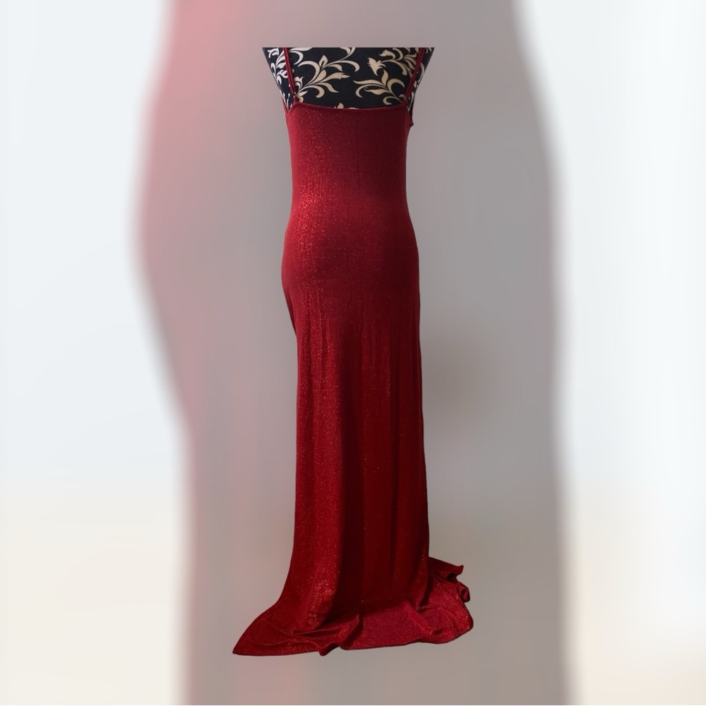 Fashion Nova “Mila Lurex” Maxi Dress Wine Size M - Picture 5 of 15